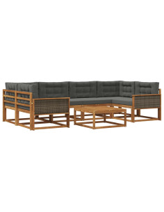 Set di divani da esterno con cuscino 7 pcs Naturale e Antracite