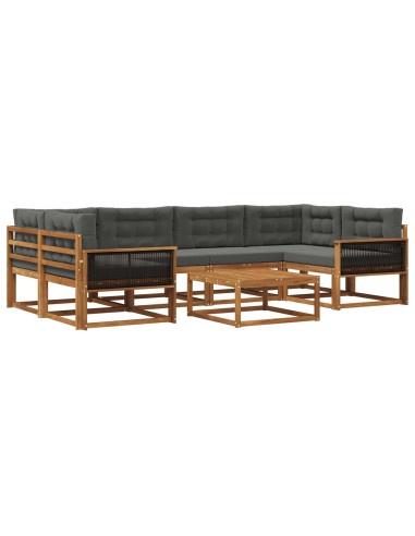 Set di divani da esterno con cuscino 7 pcs Naturale e Antracite
