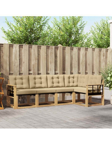 Set di divani da esterno con cuscino 5 pcs Bianco e Beige