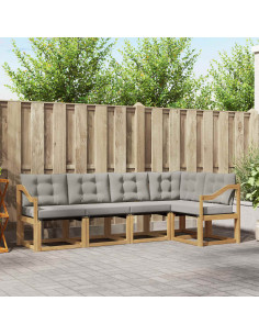 Set di divani da esterno 5 pcs Bianco e Grigio Chiaro