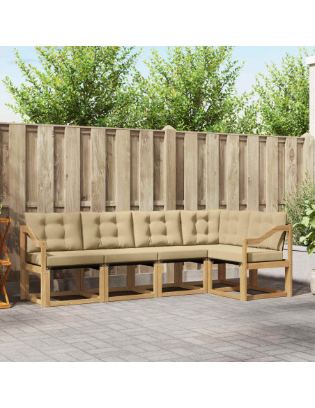 Set di divani da esterno con cuscino 5 pcs Bianco e Beige