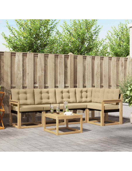 Set di divani da esterno con cuscino 6 pcs Bianco e Beige