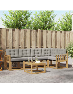 Set di divani da esterno 6 pcs Bianco e Grigio Chiaro