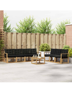 Set di divani da esterno con cuscino 8 pcs Bianco e Nero
