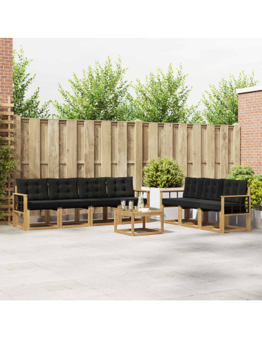 Set di divani da esterno con cuscino 8 pcs Bianco e Nero