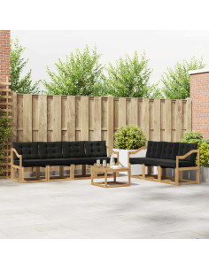 Set di divani da esterno con cuscino 8 pcs Bianco e Nero