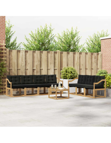 Set di divani da esterno con cuscino 8 pcs Bianco e Nero