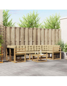 Set di divani da esterno con cuscino 8 pcs Bianco e Beige