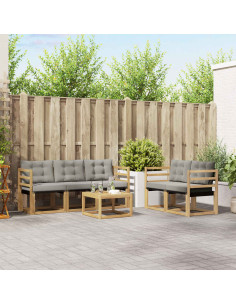 Set di divani da esterno 6 pcs Bianco e Grigio Chiaro