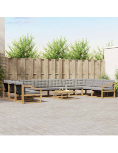 Set di divani da esterno 11 pcs Bianco e Grigio Chiaro