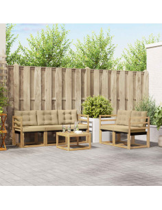 Set di divani da esterno con cuscino 6 pcs Bianco e Beige