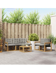 Set di divani da esterno 6 pcs Bianco e Grigio Chiaro