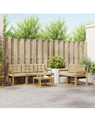 Set di divani da esterno con cuscino 6 pcs Bianco e Beige