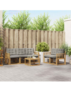 Set di divani da esterno 6 pcs Bianco e Grigio Chiaro