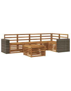 Set divano sezionale 6 pcs Naturale Legno di Acacia Massello