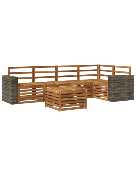 Set divano sezionale 6 pcs Naturale Legno di Acacia Massello