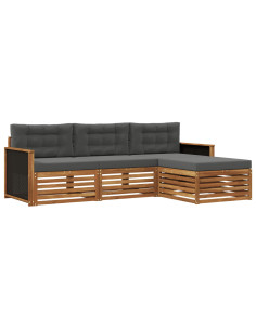 Set di divani da esterno 4 pcs Naturale e Antracite Poliestere