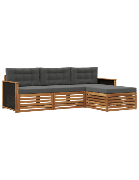 Set di divani da esterno 4 pcs Naturale e Antracite Poliestere