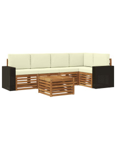 Set divano sezionale con cuscino 6 pcs Naturale e Crema