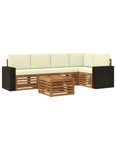 Set divano sezionale con cuscino 6 pcs Naturale e Crema