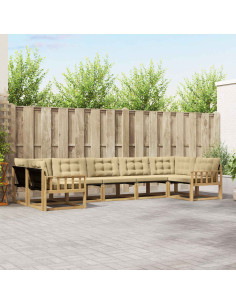 Set di divani da esterno con cuscino 7 pcs Bianco e Beige