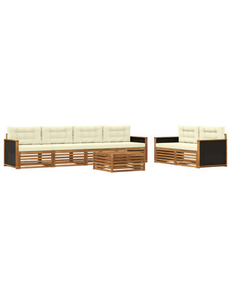 Set di divani da esterno 7 pcs Naturale e Crema Poliestere