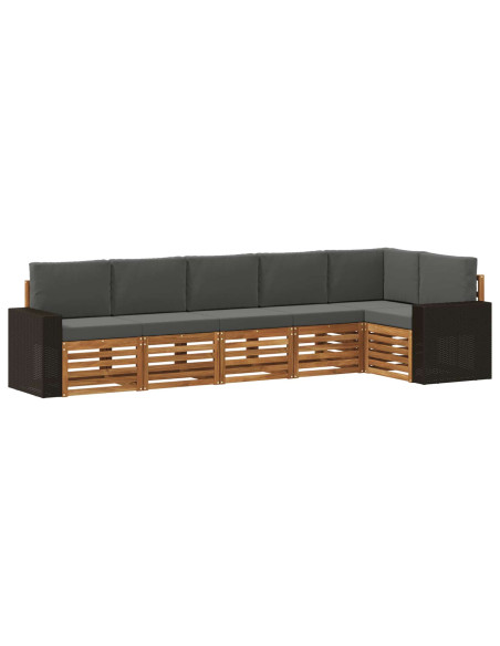 Set divano sezionale con cuscino 6 pcs Naturale e Antracite