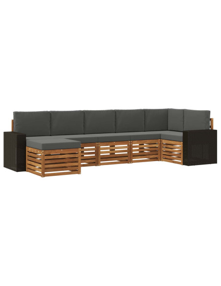 Set divano sezionale con cuscino 7 pcs Naturale e Antracite