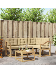 Set di divani da esterno con cuscino 5 pcs Bianco e Beige