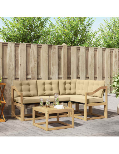 Set di divani da esterno con cuscino 5 pcs Bianco e Beige