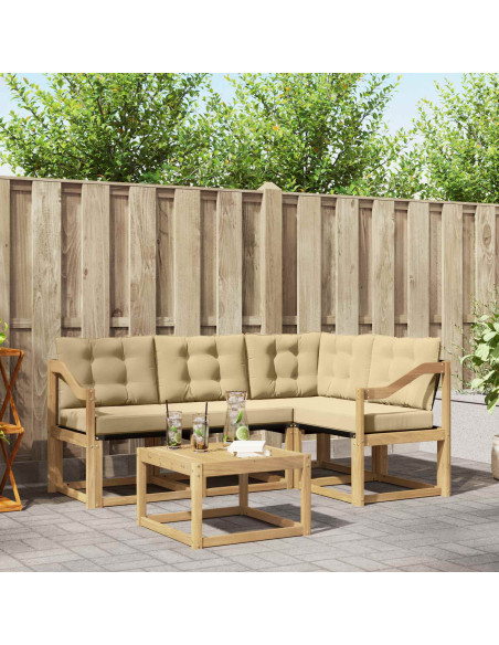 Set di divani da esterno con cuscino 5 pcs Bianco e Beige