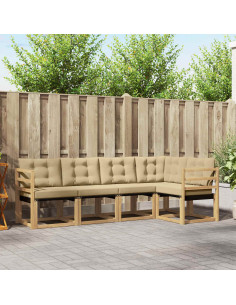 Set di divani da esterno con cuscino 5 pcs Bianco e Beige