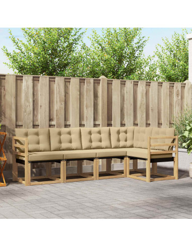 Set di divani da esterno con cuscino 5 pcs Bianco e Beige