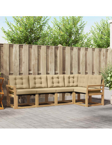 Set di divani da esterno con cuscino 5 pcs Bianco e Beige