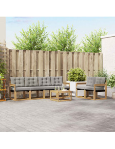 Set di divani da esterno 7 pcs Bianco e Grigio Chiaro