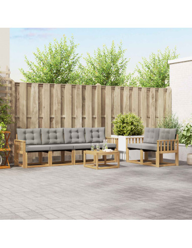 Set di divani da esterno 7 pcs Bianco e Grigio Chiaro
