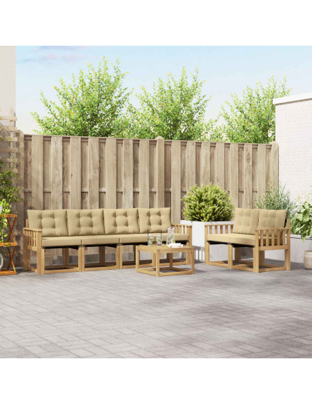 Set di divani da esterno con cuscino 7 pcs Bianco e Beige