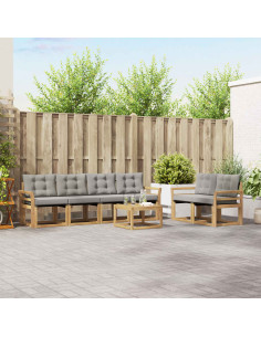Set di divani da esterno 7 pcs Bianco e Grigio Chiaro