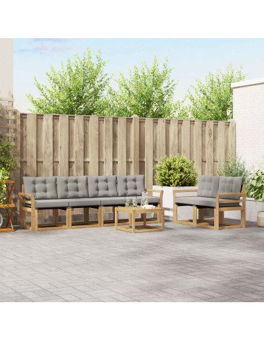 Set di divani da esterno 7 pcs Bianco e Grigio Chiaro
