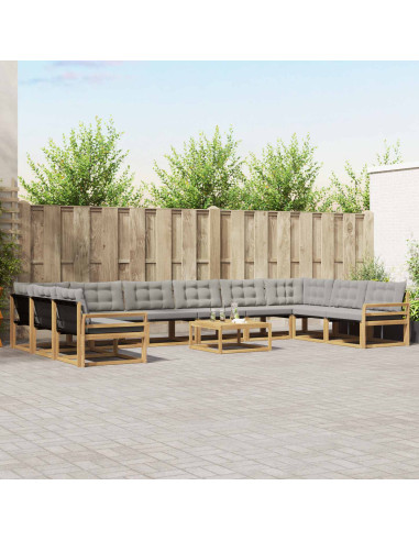 Set di divani da esterno 11 pcs Bianco e Grigio Chiaro