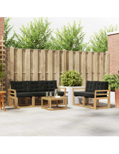 Set di divani da esterno con cuscino 6 pcs Bianco e Nero