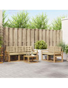 Set di divani da esterno con cuscino 6 pcs Bianco e Beige