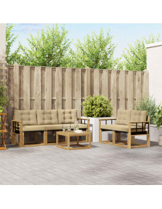 Set di divani da esterno con cuscino 6 pcs Bianco e Beige