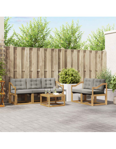 Set di divani da esterno 6 pcs Bianco e Grigio Chiaro