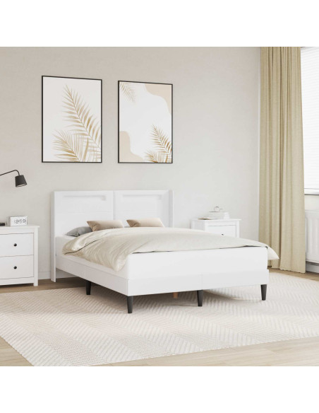 Struttura del letto con testiera Bianco 140 x 190 cm Similpelle