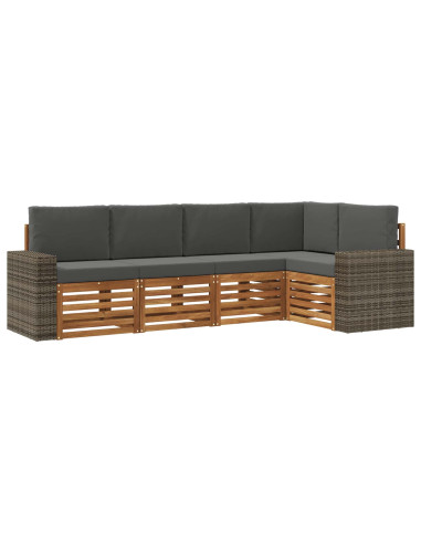 Set divano sezionale con cuscino 5 pcs Naturale e Antracite
