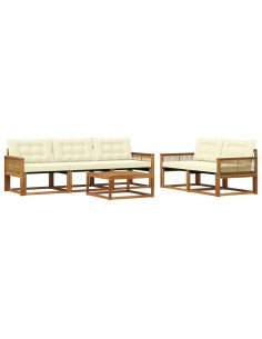 Set di divani da esterno con cuscino 6 pcs Naturale e Crema