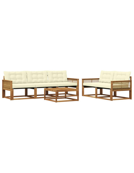 Set di divani da esterno con cuscino 6 pcs Naturale e Crema