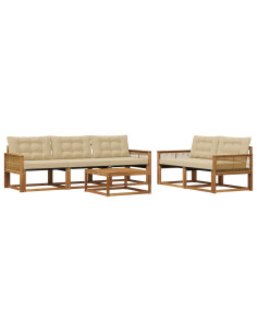Set di divani da esterno con cuscino 6 pcs Naturale e Beige