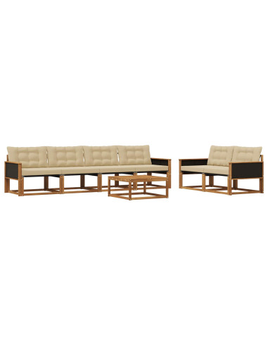 Set di divani da esterno con cuscino 7 pcs Naturale e Beige